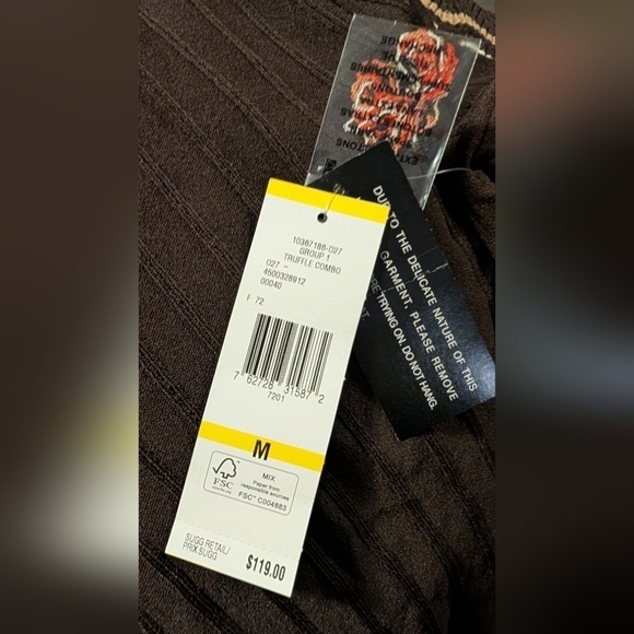 Nine West NWT $119 Women's Truffle Brown Striped Ribbed 3/4 Sleeve Dress Size M - Picture 12 of 15